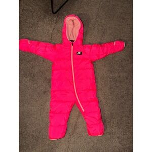 Nike Baby Girls Neon Pink Quilted‎ Puffer Bunting Snowsuit